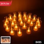 Flameless Candles with Transparent plastic Covers Set of 24 Pcs LED - Image 2