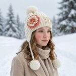 Cute Kids Winter Woolen Ear Flap Cap with Pom Pom (1 Pc, Mix Design) - Image 5