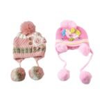 Cute Kids Winter Woolen Ear Flap Cap with Pom Pom (1 Pc, Mix Design) - Image 4