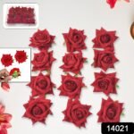 Flower Rose Hair Pin/Clip – Velvet Flower Design (12 Pcs Set, Red Color) - Image 2