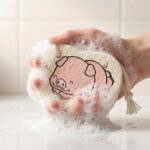 Cartoon Printed Bath Scrubber Sponge with Hanging Rope (1 Pc) - Image 5
