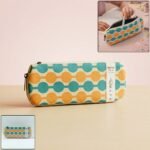 Stylish Multi-Color Geometric Printed Pencil Pouch (1 Pc)
