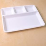 Plastic 4-Compartment Rectangular Meal Serving Tray / Plate (1 Pc / White) - Image 4