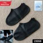 Waterproof Silicone Shoe Cover Black Color (1 Pair, Medium Size) - Image 2