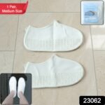 Waterproof Silicone Shoe Cover White Color (1 Pair, Medium Size) - Image 2