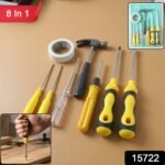 8 In 1 Hand Tool Kit Set, Screwdriver Hammer Repair Tool Kit (1 Set,  Mix Color Tap) - Image 2