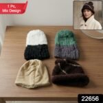 Winter Warm Woolen Beanie Cap for Men & Women (1 Pc, Mix Desin) - Image 2