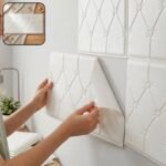 Self Adhesive 3D Foam Wall Panel Cushion Wallpaper (1 Pc, White, 69x35 Cm)
