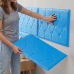 Self Adhesive 3D Foam Wall Panel Cushion Wallpaper (1 Pc, Blue, 69x35 Cm) - Image 3