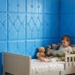 Self Adhesive 3D Foam Wall Panel Cushion Wallpaper (1 Pc, Blue, 69x35 Cm) - Image 4