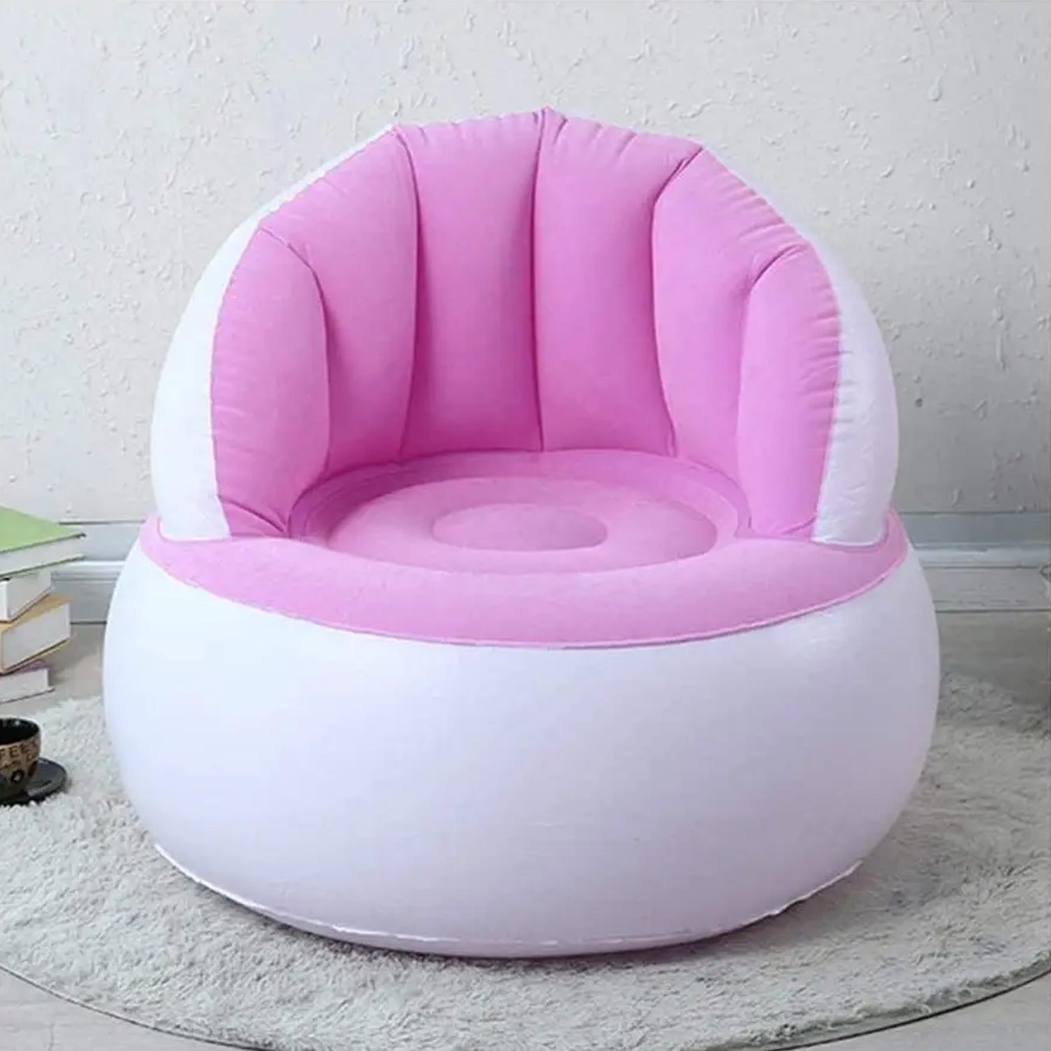 Kids inflatable sofa chair with backrest & Foot Air Pump (1 Set 85x74 Cm Approx)
