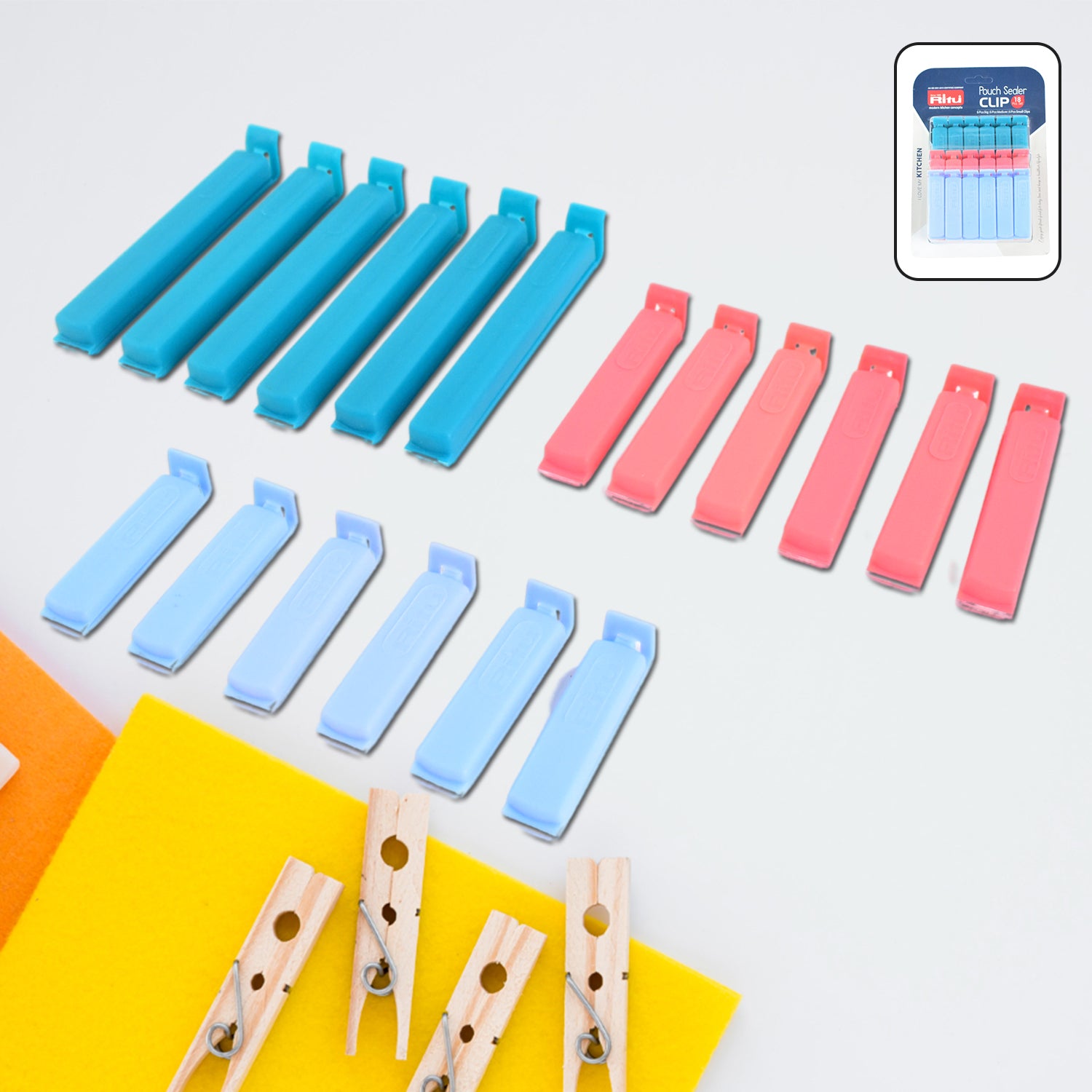 Ritu 18-Piece Plastic Pouch Sealer Clip Set