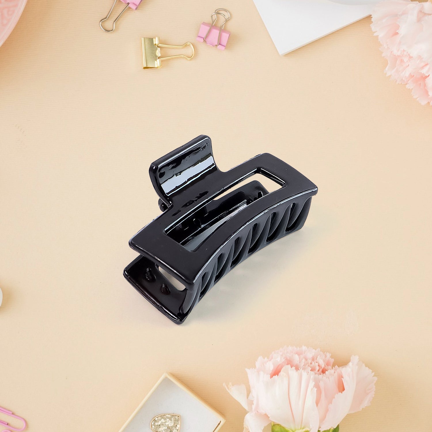 Matte Finish Rectangle Hair Claw Clip Women and Girls – Assorted Color Pack – 1 Pc