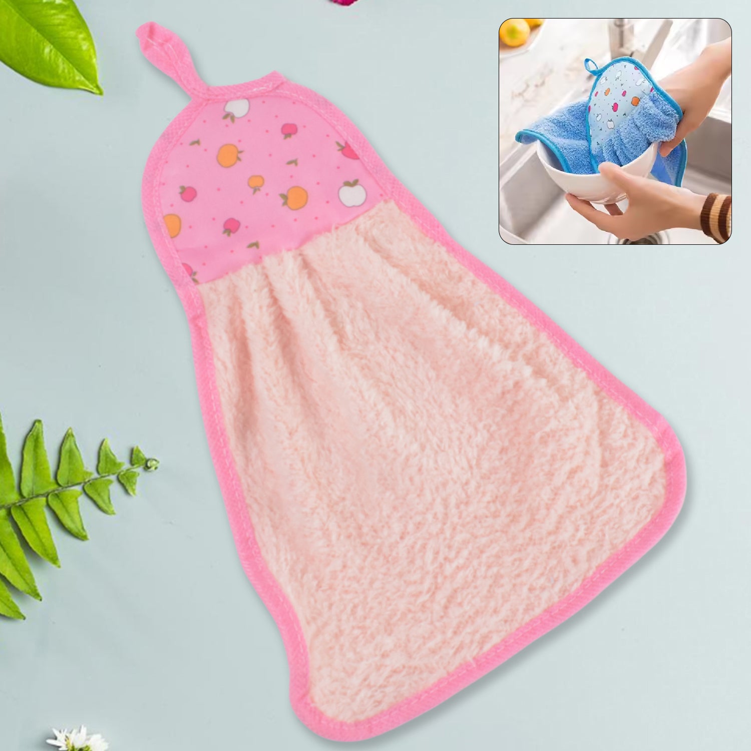 Microfiber Wash Basin Hanging Hand Kitchen Towel Napkin with Loop