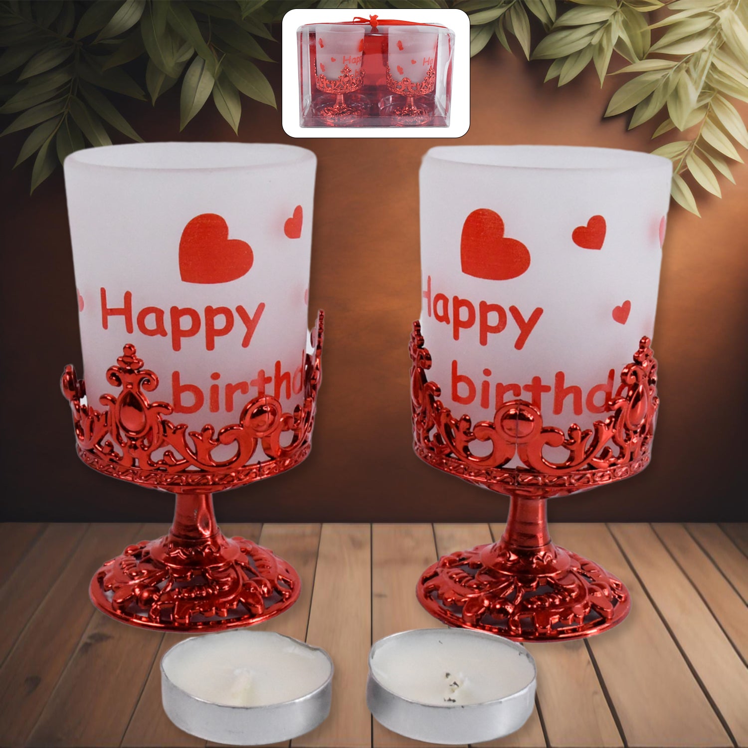 01 42d54a2d 0b58 428e 971c e15cf9bb0c1f Tealight Holder Stylishly Shaped Candle Diya Stand (2 Pc / Mix Design) - Image 1
