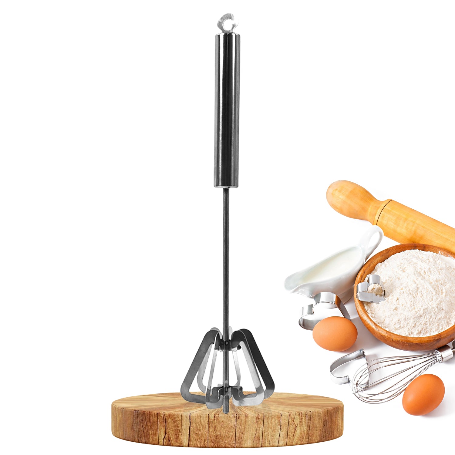 Hand Push Mixer, Egg Whisk, Stainless Steel Blender (1 Pc)