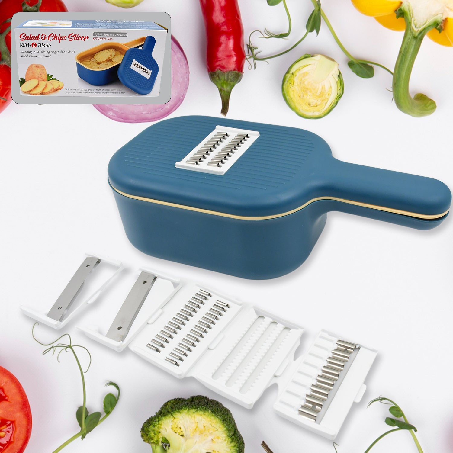Vegetable Slicer Cutter - 6 Blades Kitchen Accessories (1 Set)
