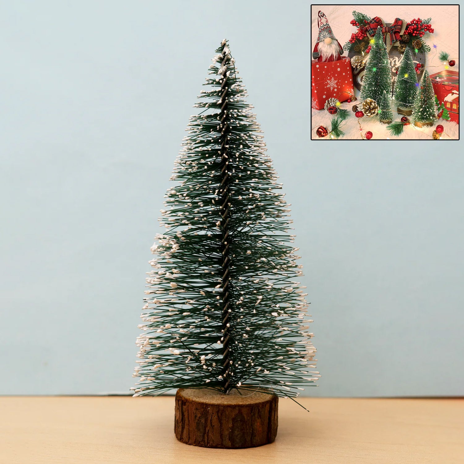 Mini Artificial Christmas Tree with Snow Effect (1 Pc)