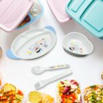 5in1 Baby Feeding Set for Kids and Toddlers,Children Children Dinnerware Set - Feeding Set for Kids, Cartoon Design Plate, Cup, Spoon, Fork  Tableware Cutlery for Kids Microwave (5 Pcs Set) - Image 3