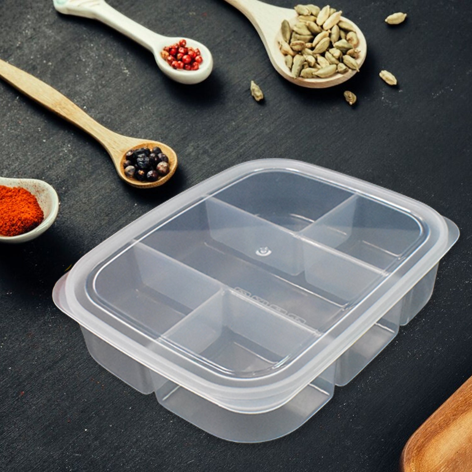 03 240e9270 9c73 4769 86e1 650aab9b9c9c Plastic 5- Compartment Excellent container Reusable Lunch Box (1 Pc) - Image 1