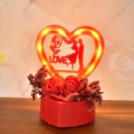 Romantic Heart-Shaped Love Couple Decorative Showpiece with Rose Base (1 Pc) - Image 3