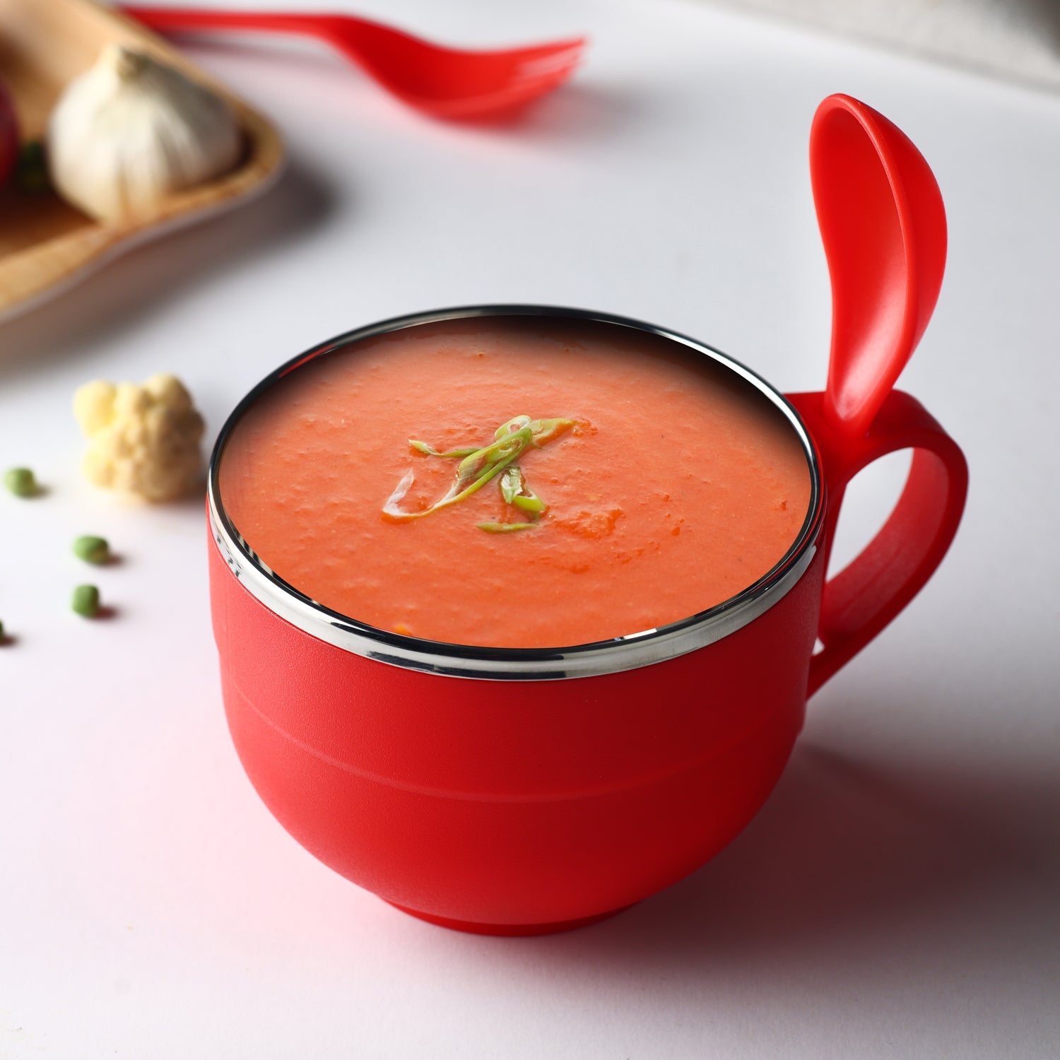Noodles and Soup Bowl with Spoon Holder Stainless Steel Bowl Spoon Set