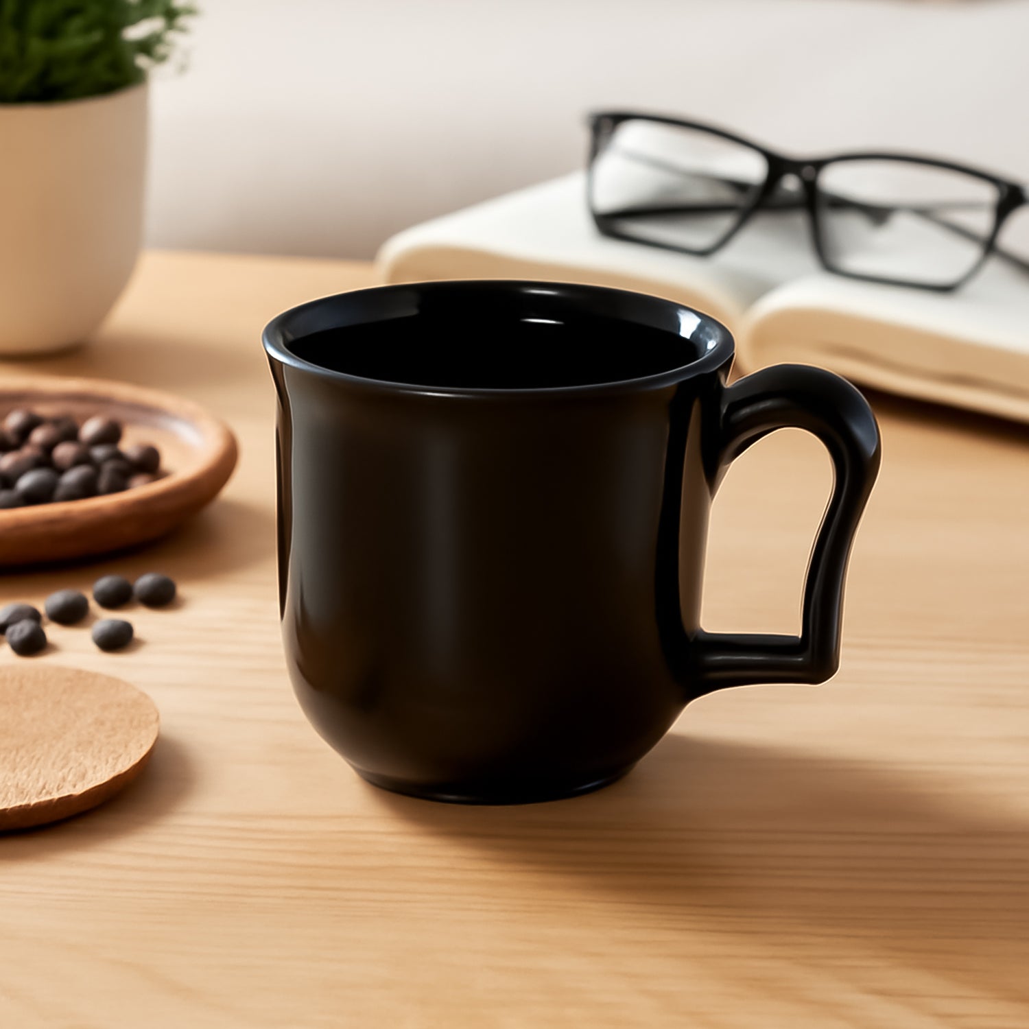 10294 pla premium coffee tea cup loose 1pc Premium Plastic Coffee / Tea Cups / Mug with Handle(1 Pc / Loose / Black) - Image 1