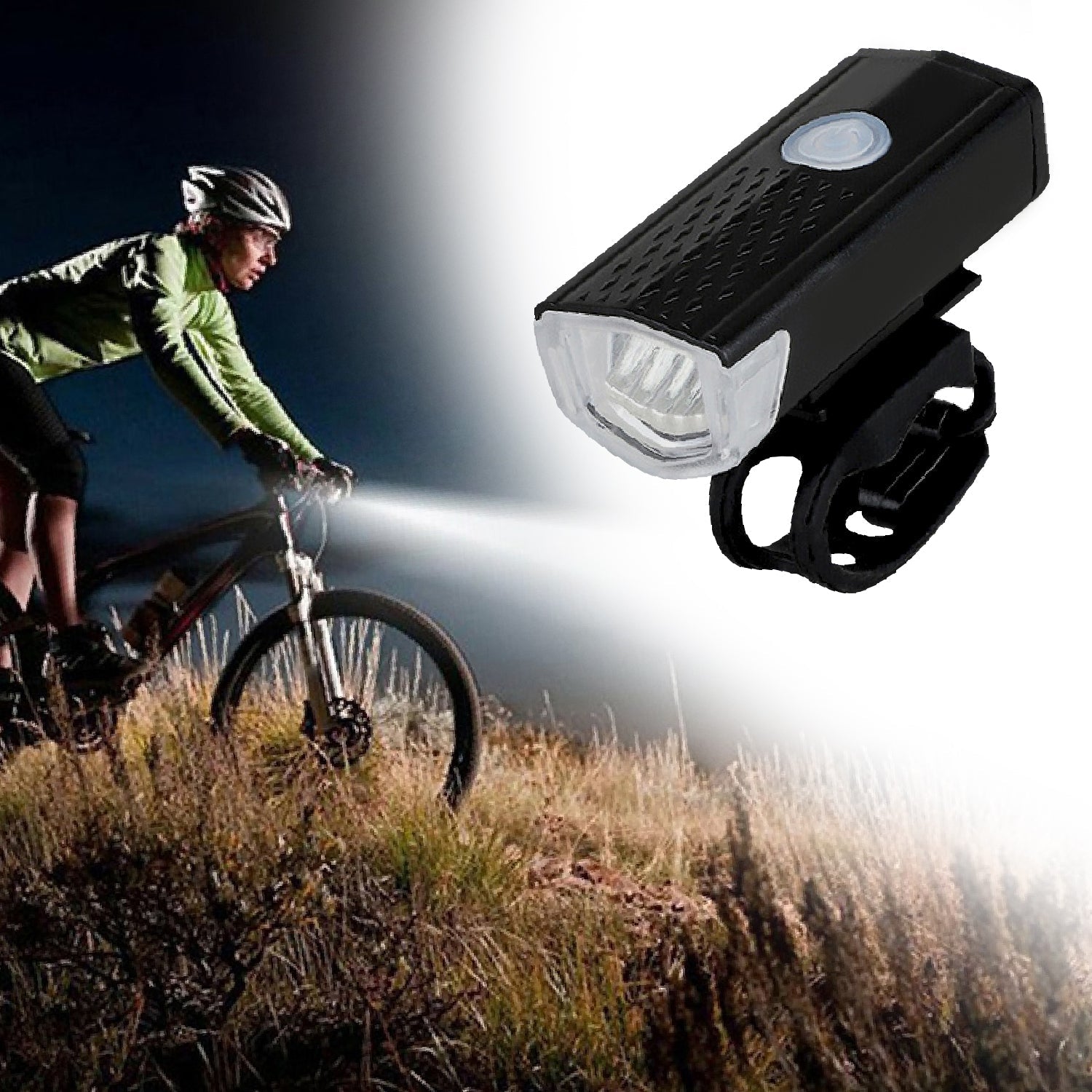 2 818cce62 c714 4b96 9702 0c9ed4166f1d USB Rechargeable 400 Lumen Bicycle Front Headlight Cycle Light Set - Image 1