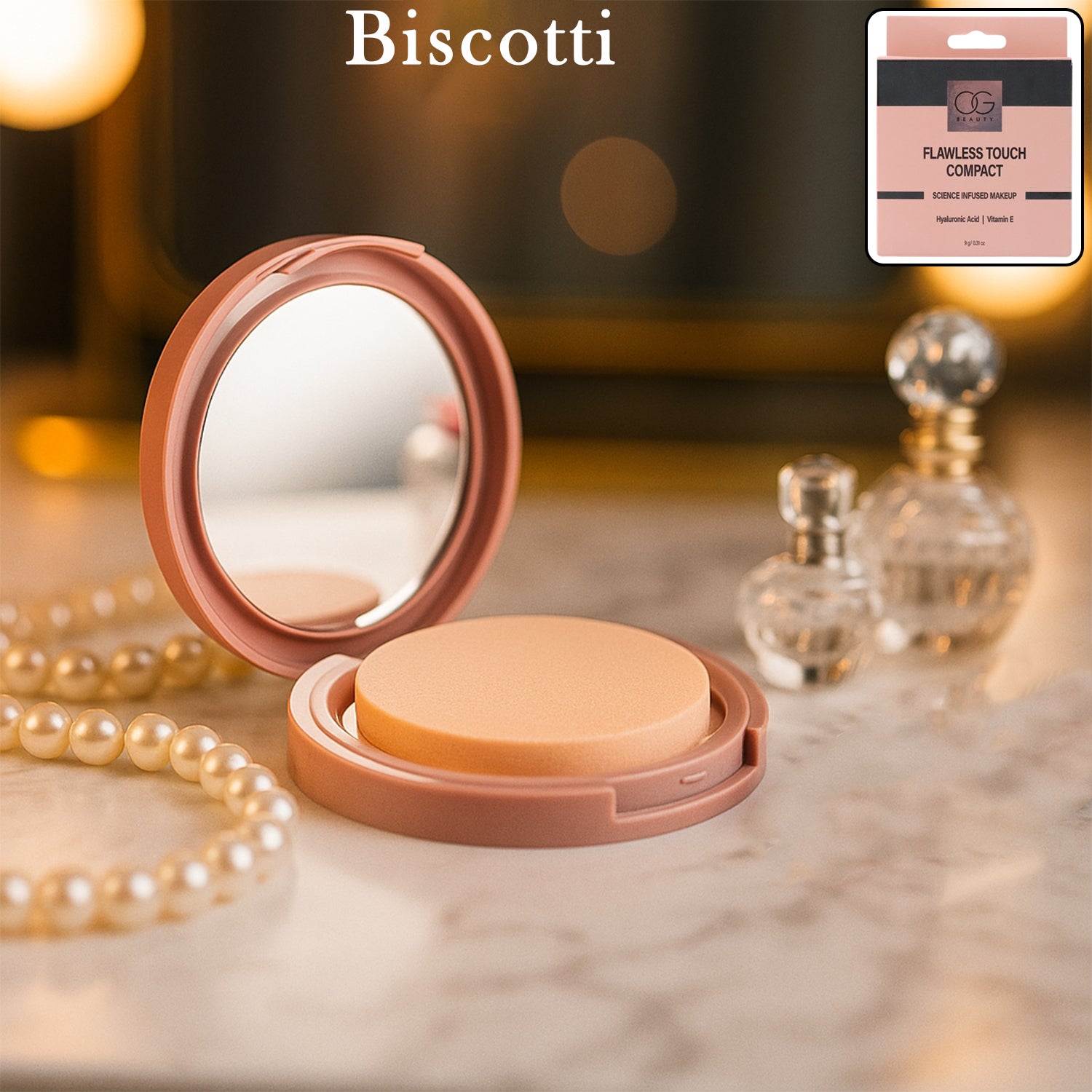 Flawless Touch Compact Biscotti 01 OG Beauty Biscotti Flawless Touch Compact Powder (9 GM / 1 Pc) - Image 1