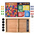 Wooden Board Game Set – Ludo, Snakes & Ladders, and Desktop Football (3-in-1) - Image 4
