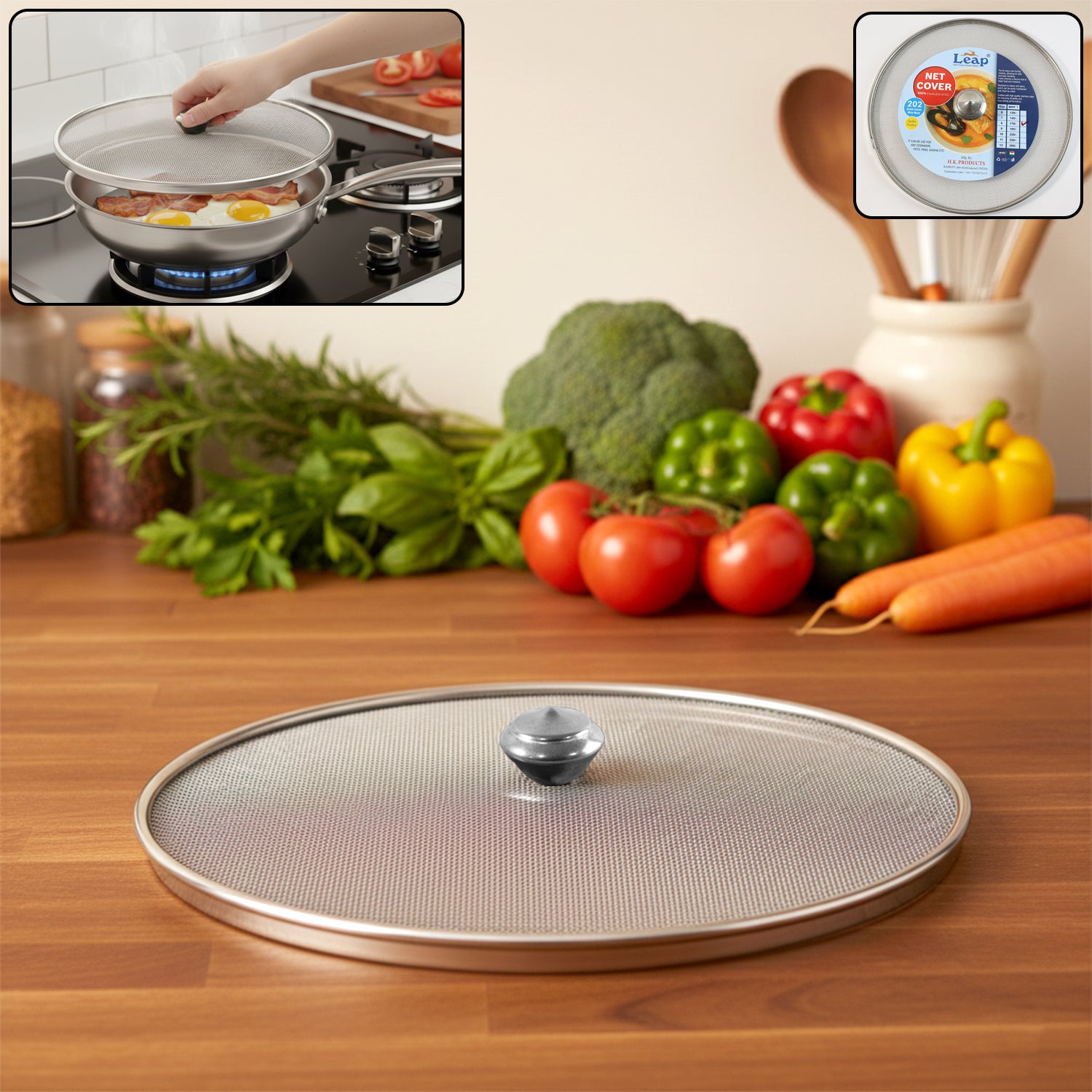 Stainless Steel Fine Mesh Food Net Cover Lid – 8 Inch