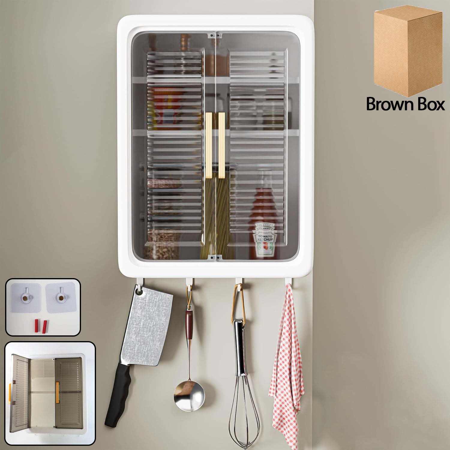 Large Wall-Mounted Kitchen Storage Cabinet Set